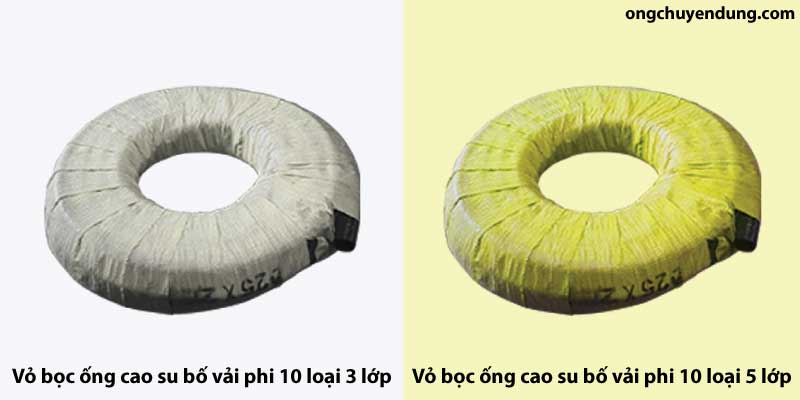 Vỏ bọc ống cao su bố vải phi 10 loại 3 lớp và loại 5 lớp